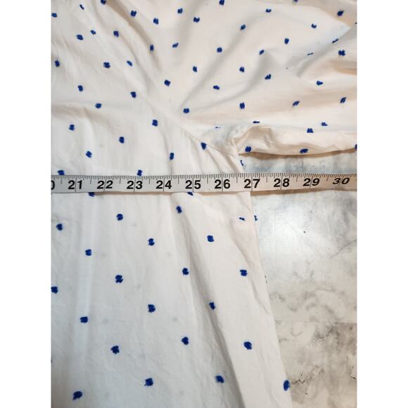 Croft & Barrow Women's White‎ Blue Polka Dot Cotton V-Neck Long Sleeve Blouse 2X - Picture 5 of 6